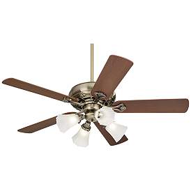 Image5 of 52" Casa Trilogy Traditional Brass Square Glass Pull Chain Ceiling Fan more views