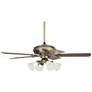 52" Casa Trilogy Traditional Brass Square Glass Pull Chain Ceiling Fan