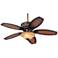 52" Casa Troubadour Dark Walnut Amber Glass LED Ceiling Fan