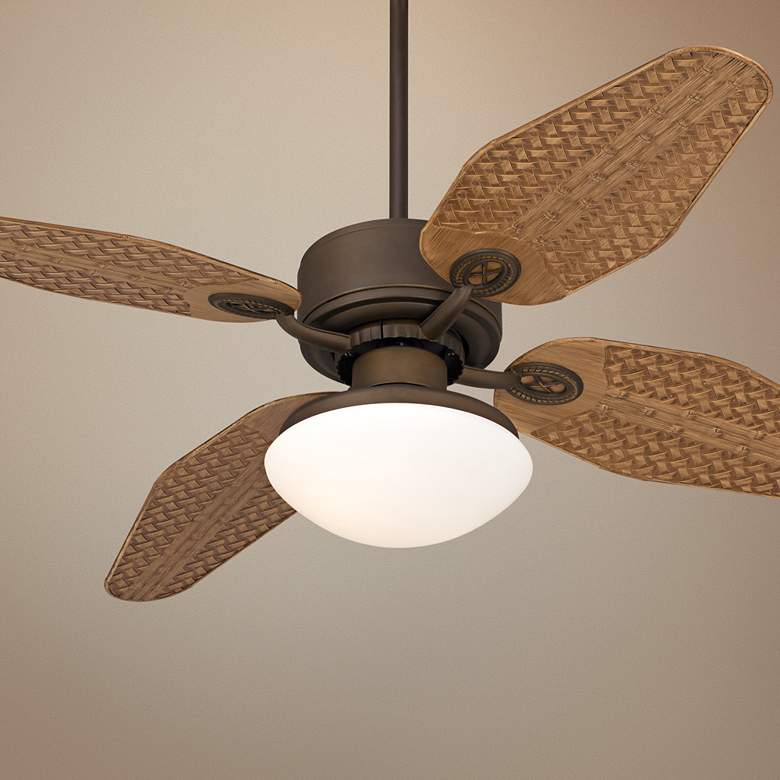 Image 1 52 inch Casa Vieja Aerostat Weave Outdoor Ceiling Fan with Light