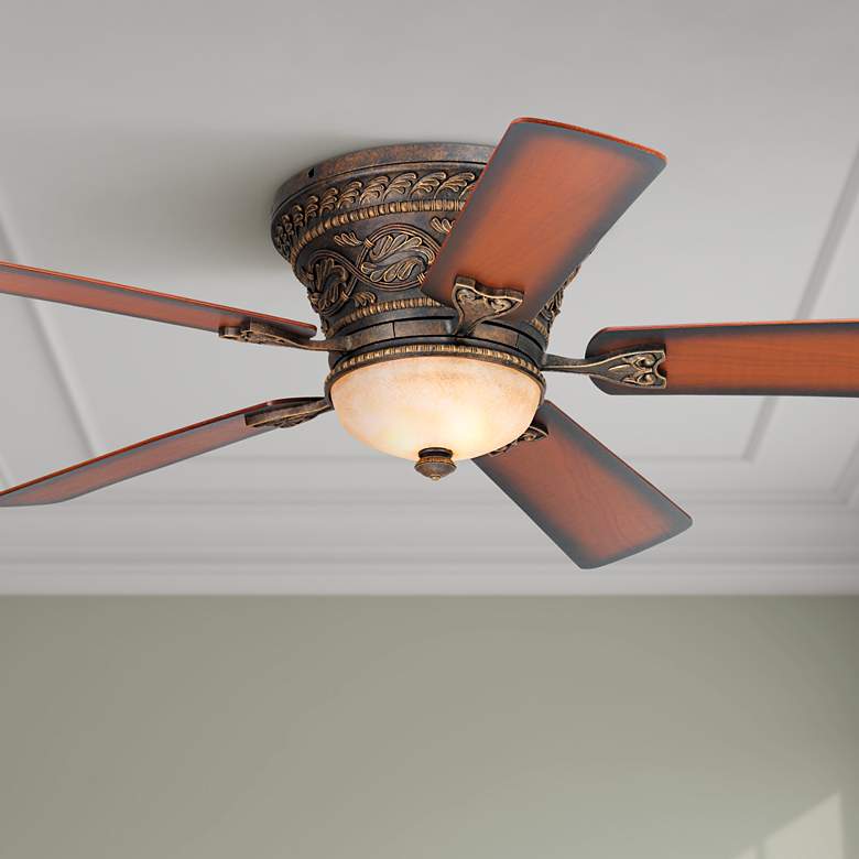 Image 1 52 inch Casa Vieja Ancestry Bronze Hugger LED Ceiling Fan with Remote