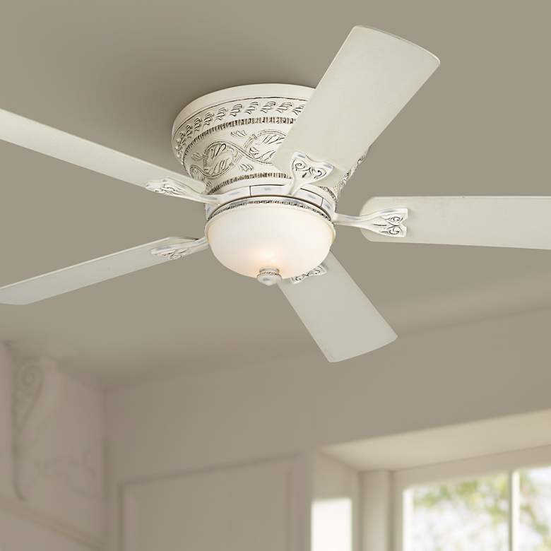 Image 1 52 inch Casa Vieja Ancestry LED French White Hugger Fan with Remote