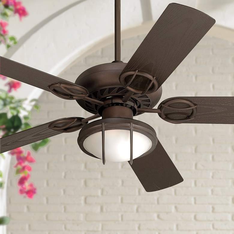 Image 1 52 inch Casa Vieja Bronze Wet Location Ceiling Fan w/ Light Kit