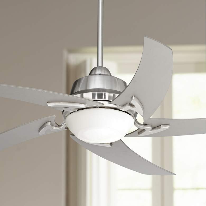 Image 1 52 inch Casa Vieja Capri Brushed Nickel Ceiling Fan with Light