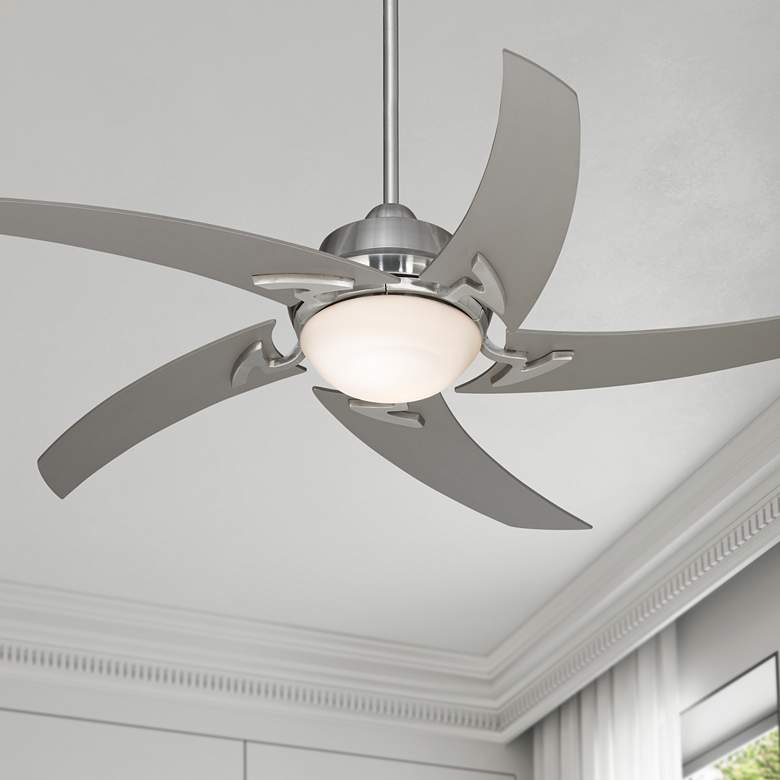 Image 1 52 inch Casa Vieja Capri Brushed Nickel LED Modern Ceiling Fan with Remote