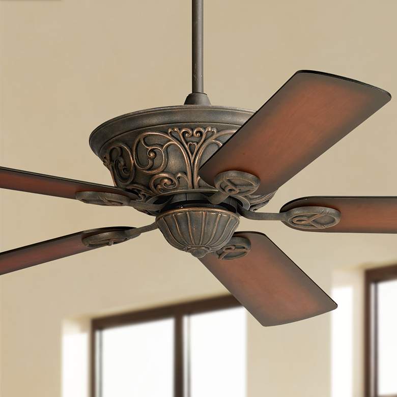 Image 1 52" Casa Vieja Contessa Bronze 5-Blade Ceiling Fan with Pull Chain