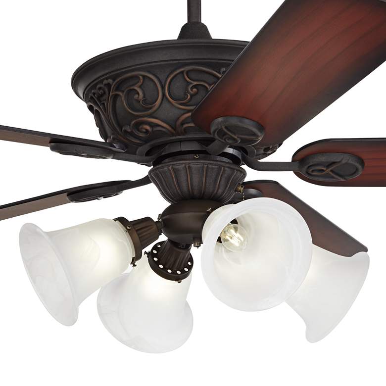Image 3 52" Casa Vieja Contessa Bronze Marbleized Glass LED Pull Chain Fan more views