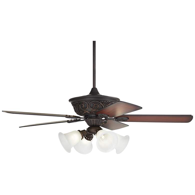 Image 6 52" Casa Vieja Contessa Bronze Marbleized Glass LED Pull Chain Fan more views