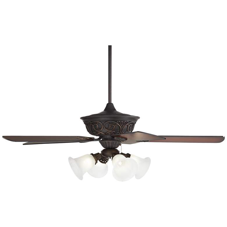 Image 7 52" Casa Vieja Contessa Bronze Marbleized Glass LED Pull Chain Fan more views