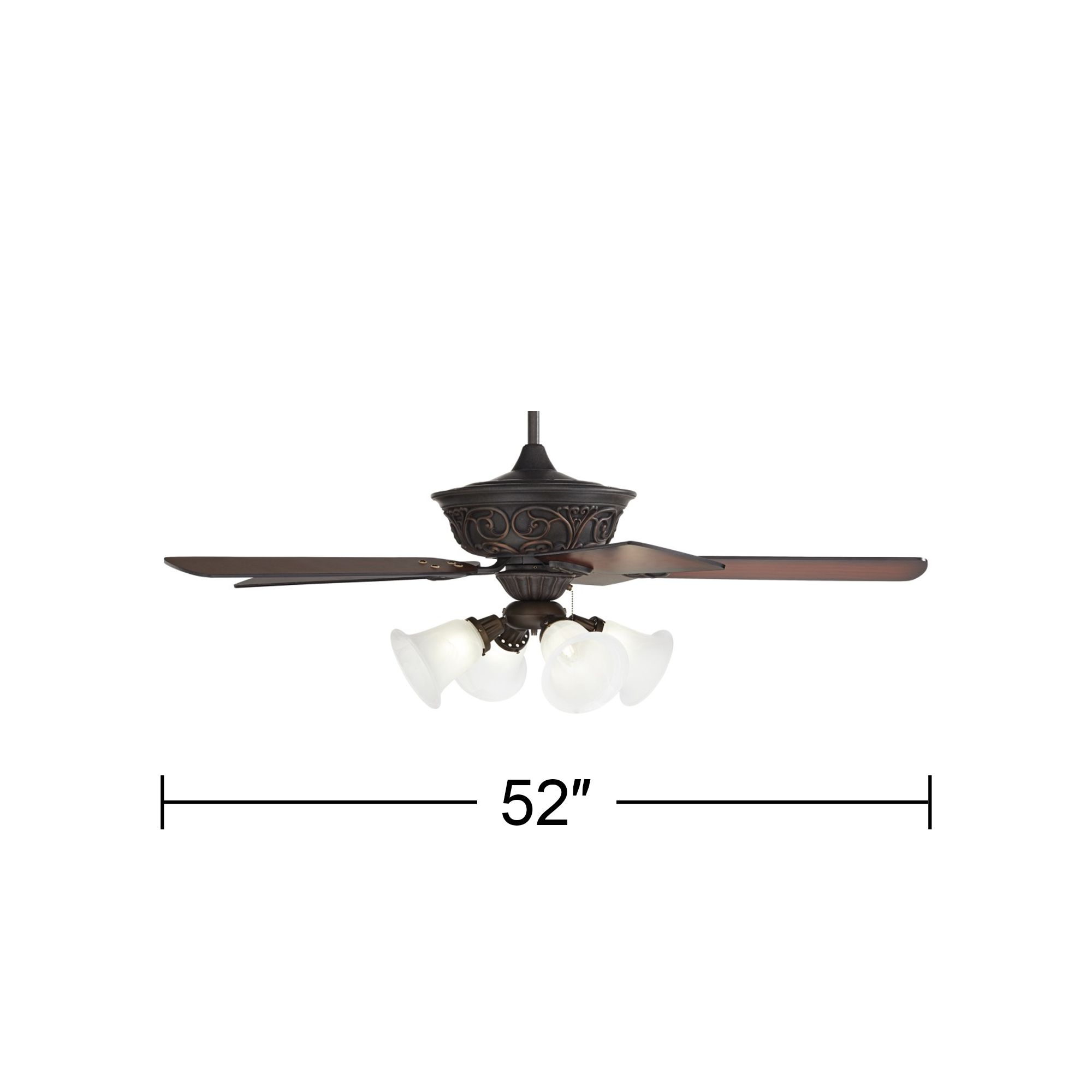 52" Casa Vieja Contessa Bronze Marbleized Glass LED Pull Chain Fan