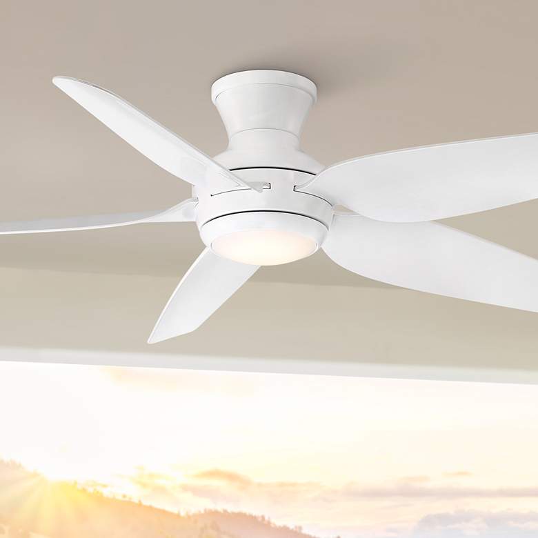 Image 1 52" Casa Vieja Del Diego White LED Indoor/Outdoor Hugger Ceiling Fan