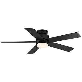 Image2 of 52" Casa Vieja Grand Palm Black Damp Rated LED Hugger Fan with Remote