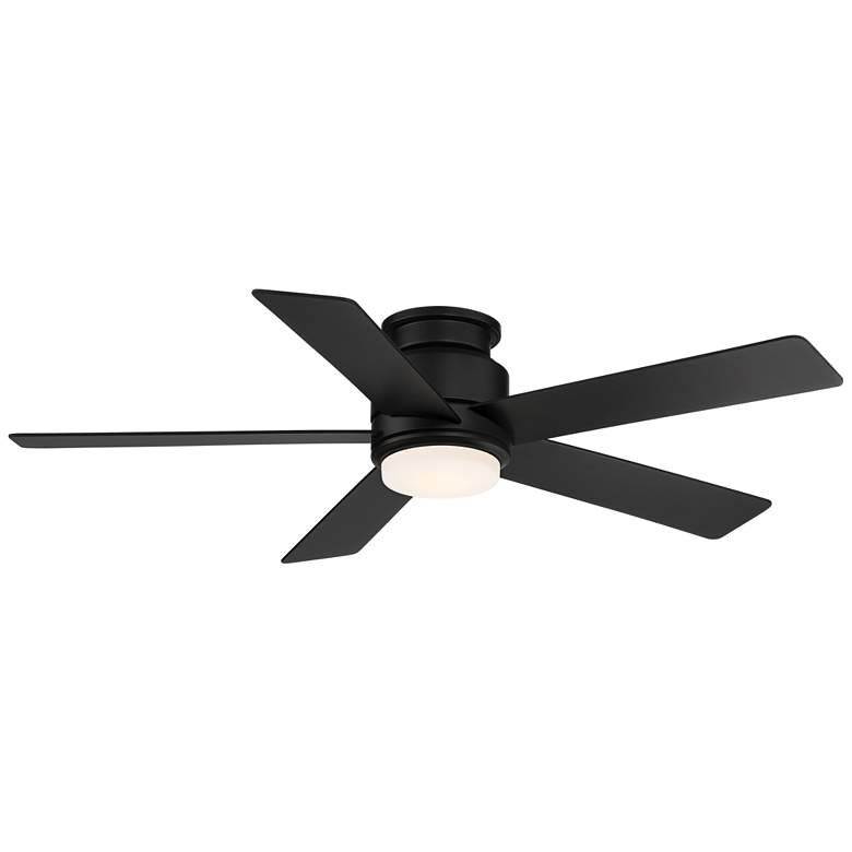 Image 2 52" Casa Vieja Grand Palm Black Damp Rated LED Hugger Fan with Remote