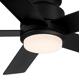 Image3 of 52" Casa Vieja Grand Palm Black Damp Rated LED Hugger Fan with Remote more views
