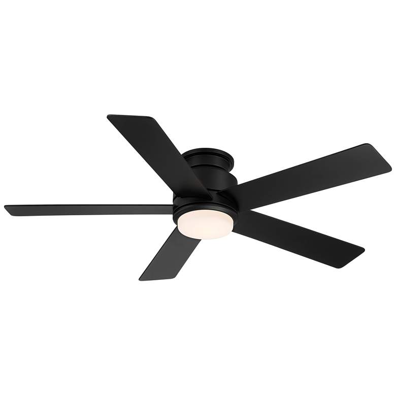 Image 7 52 inch Casa Vieja Grand Palm Black Damp Rated LED Hugger Fan with Remote more views