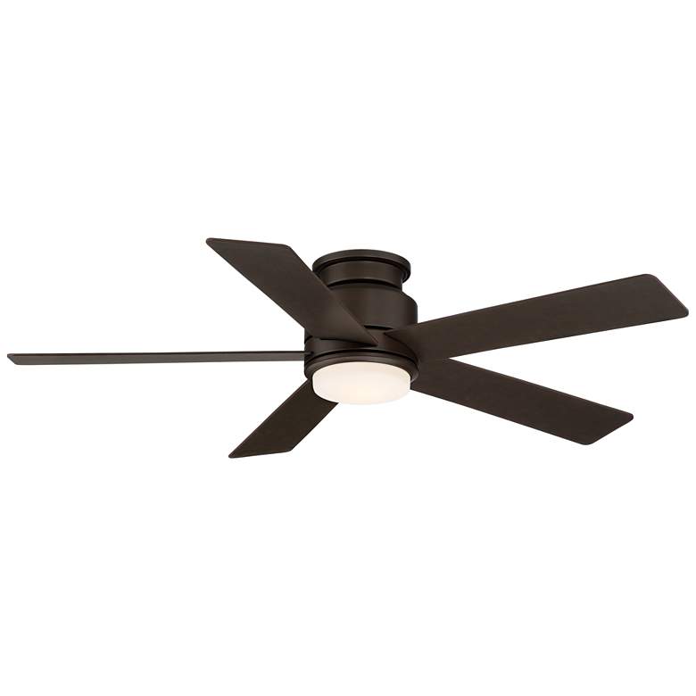 Image 2 52 inch Casa Vieja Grand Palm Bronze LED Damp Rated Hugger Fan with Remote