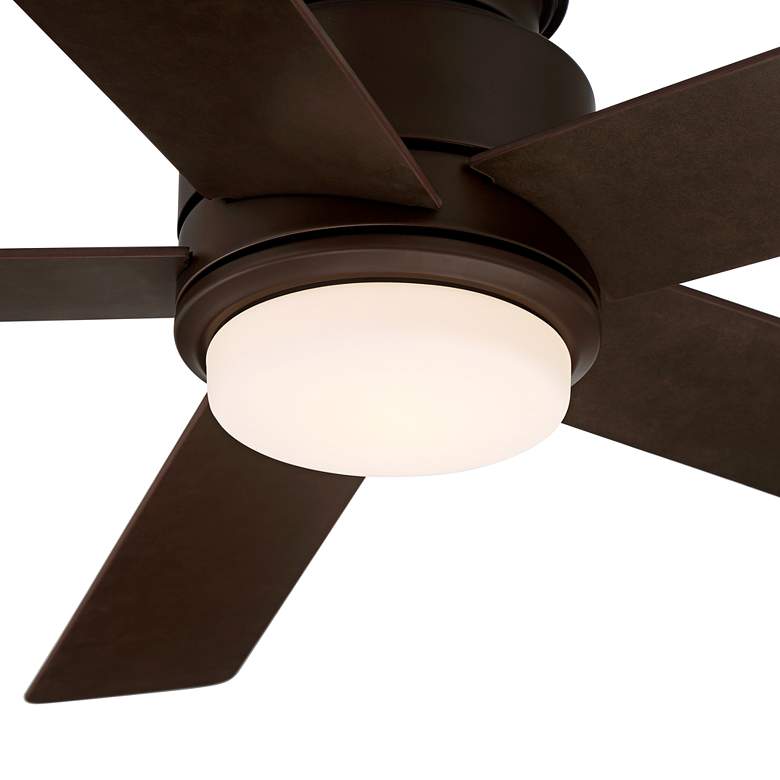 Image 3 52 inch Casa Vieja Grand Palm Bronze LED Damp Rated Hugger Fan with Remote more views