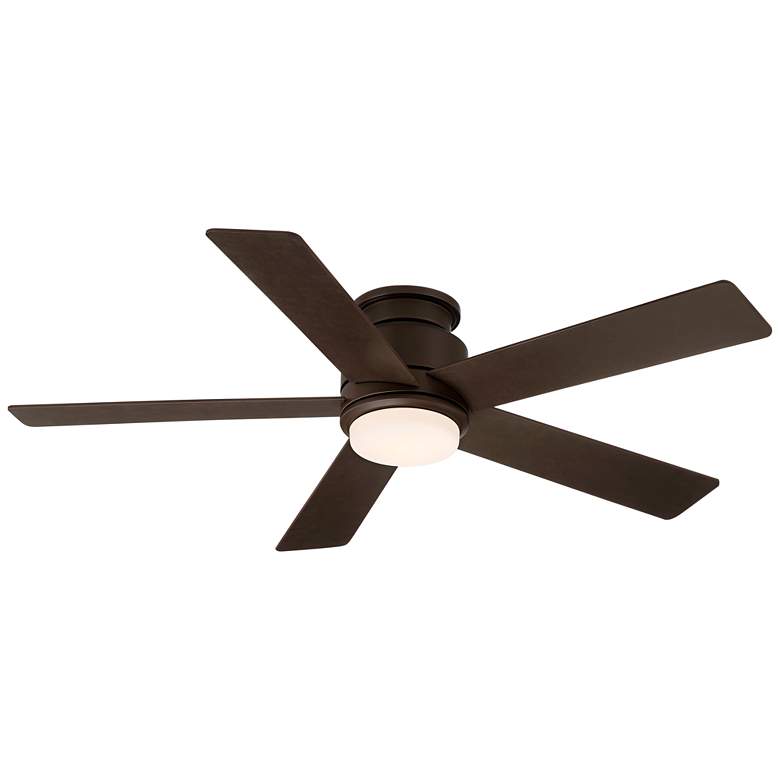 Image 7 52 inch Casa Vieja Grand Palm Bronze LED Damp Rated Hugger Fan with Remote more views
