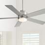 2_52" Casa Vieja Grand Palm Brushed Nickel LED Damp Rated Fan