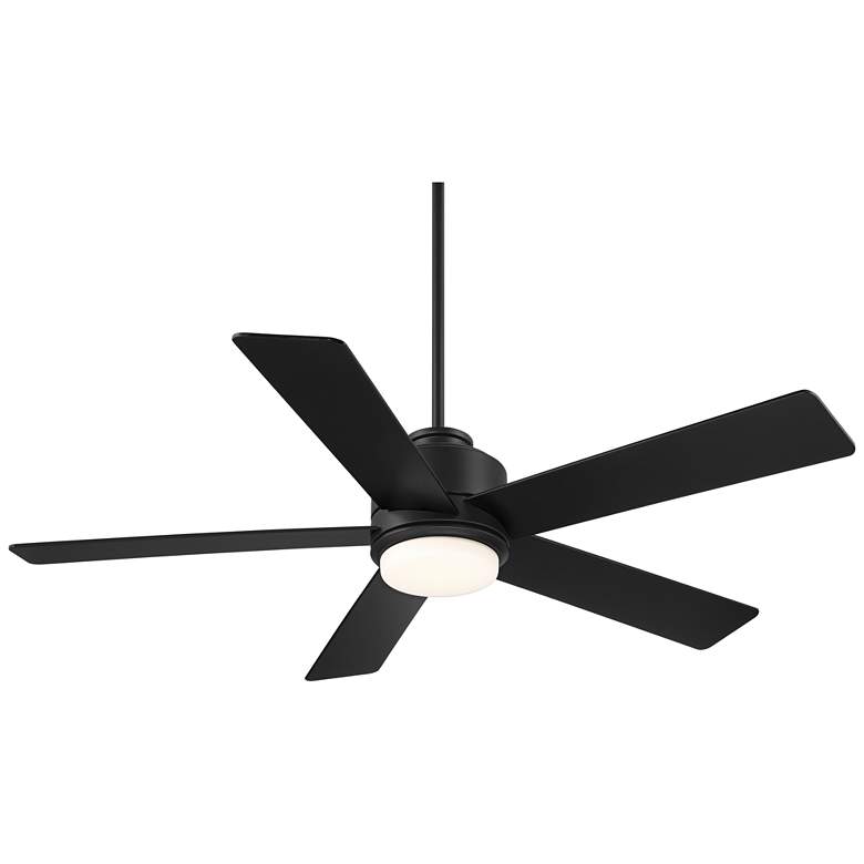 Image 2 52" Casa Vieja Grand Palm Matte Black LED Damp Rated Fan with Remote
