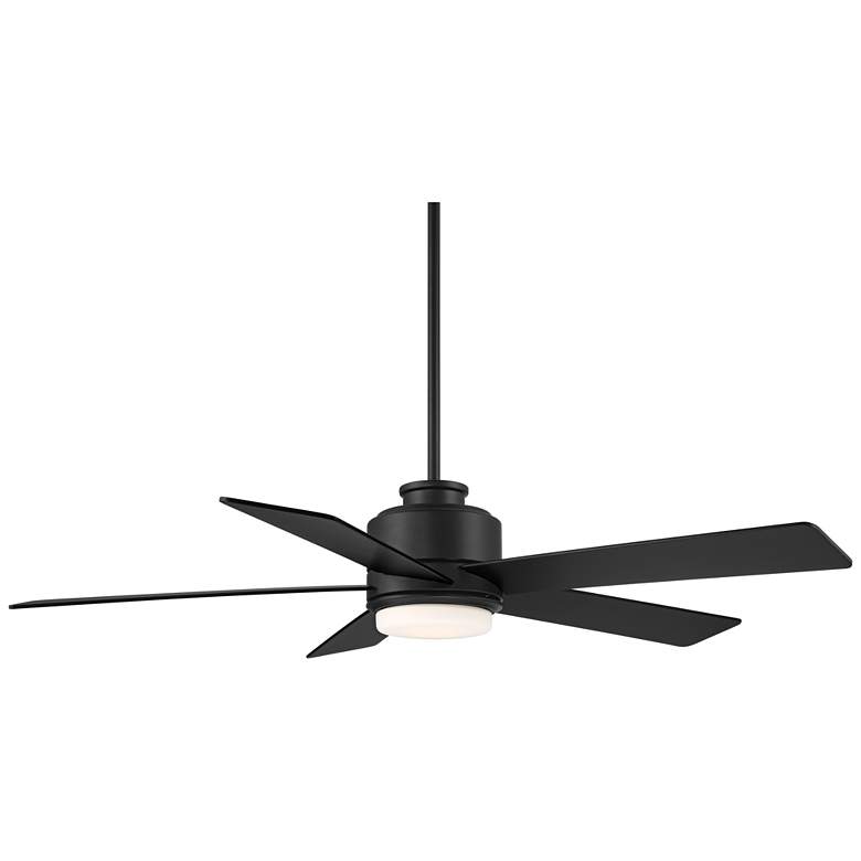 Image 6 52" Casa Vieja Grand Palm Matte Black LED Damp Rated Fan with Remote more views