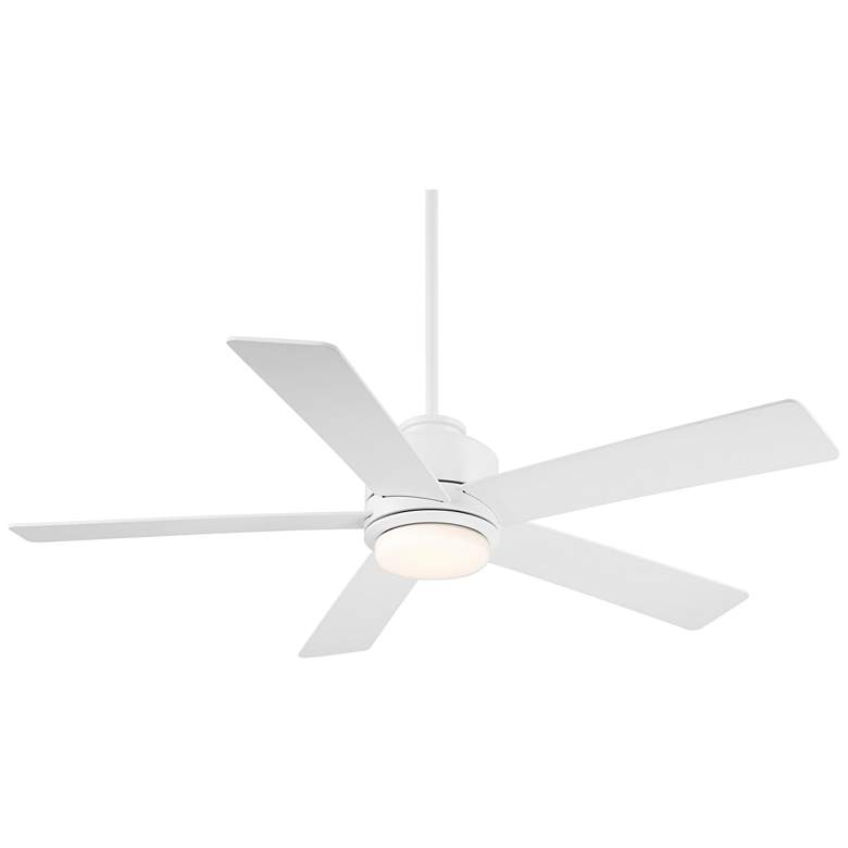 Image 2 52" Casa Vieja Grand Palm Matte White LED Damp Rated Fan with Remote