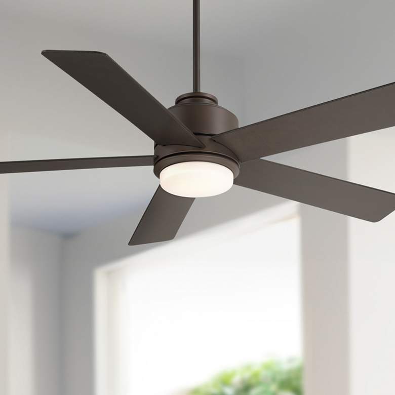 Image 1 52" Casa Vieja Grand Palm Oil Rubbed Bronze LED Damp Rated Fan