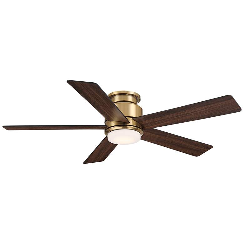 Image 3 52" Casa Vieja Grand Palm Soft Brass LED Damp Rated Hugger Fan