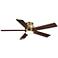 52" Casa Vieja Grand Palm Soft Brass LED Damp Rated Hugger Fan