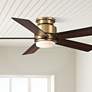3_52" Casa Vieja Grand Palm Soft Brass LED Damp Rated Hugger Fan