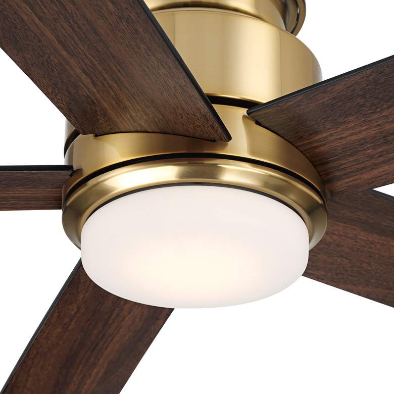 Image 4 52" Casa Vieja Grand Palm Soft Brass LED Damp Rated Hugger Fan more views