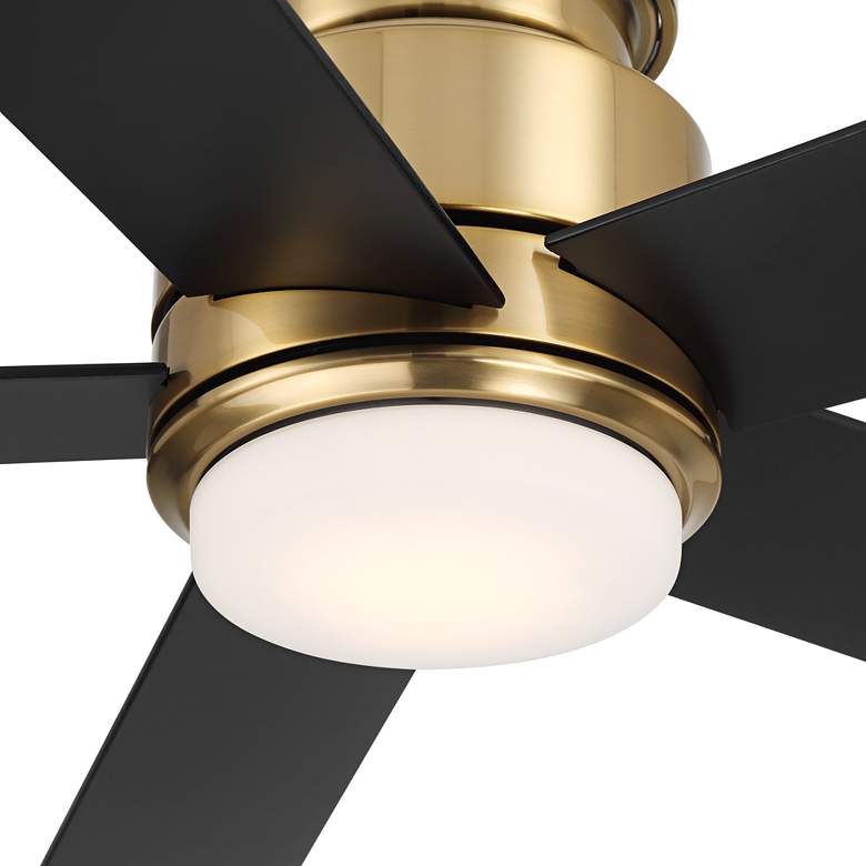 Image 5 52" Casa Vieja Grand Palm Soft Brass LED Damp Rated Hugger Fan more views