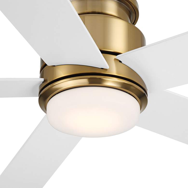 Image 3 52" Casa Vieja Grand Palm Soft Brass LED Damp Rated Hugger Fan more views