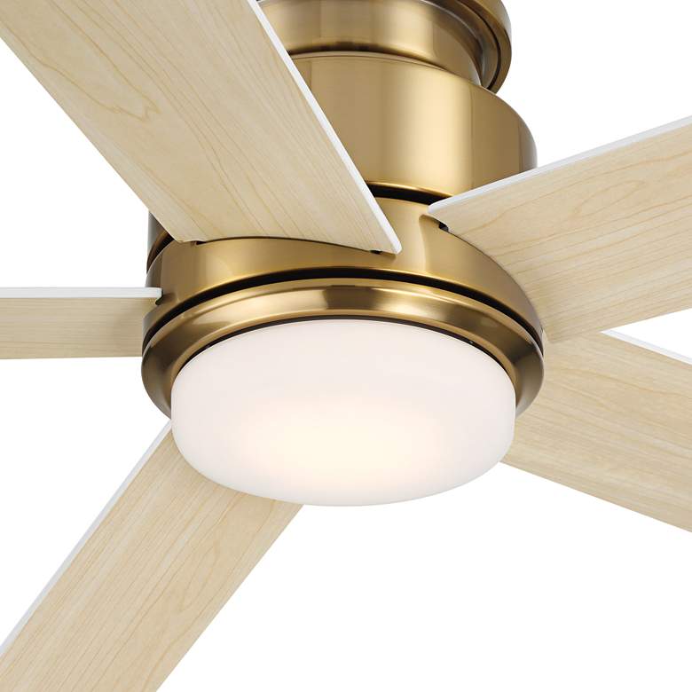 Image 4 52" Casa Vieja Grand Palm Soft Brass LED Damp Rated Hugger Fan more views