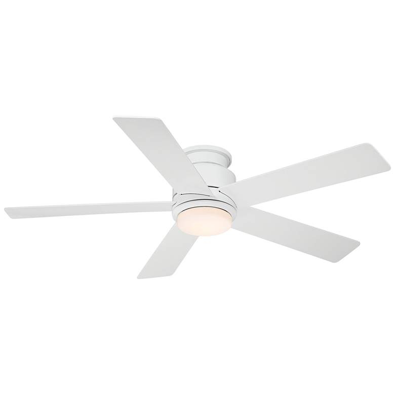 Image 7 52" Casa Vieja Grand Palm White LED Damp Rated Hugger Fan with Remote more views