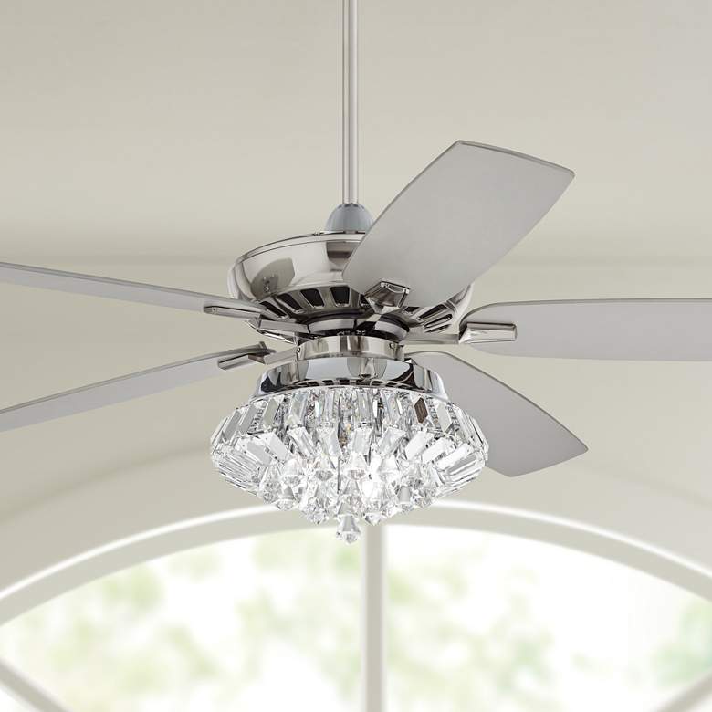 Image 1 52" Casa Vieja Journey Brushed Nickel Deco LED Ceiling Fan with Remote