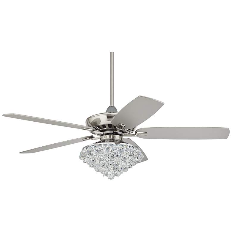 Image 2 52" Casa Vieja Journey Nickel and Crystal LED Ceiling Fan with Remote