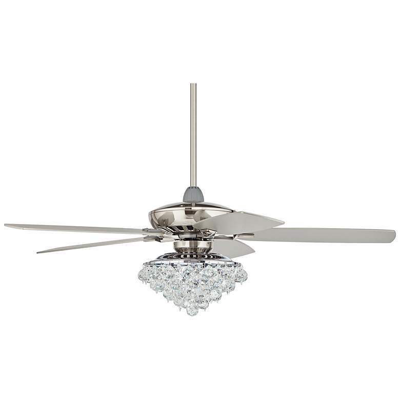 Image 6 52" Casa Vieja Journey Nickel and Crystal LED Ceiling Fan with Remote more views