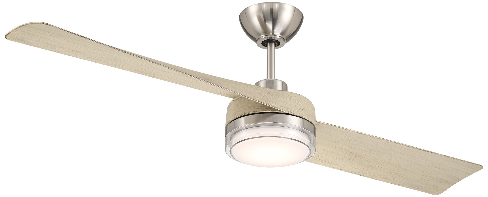 52" Casa Vieja Linea Nickel and Wood Indoor/Outdoor LED Ceiling Fan in scene