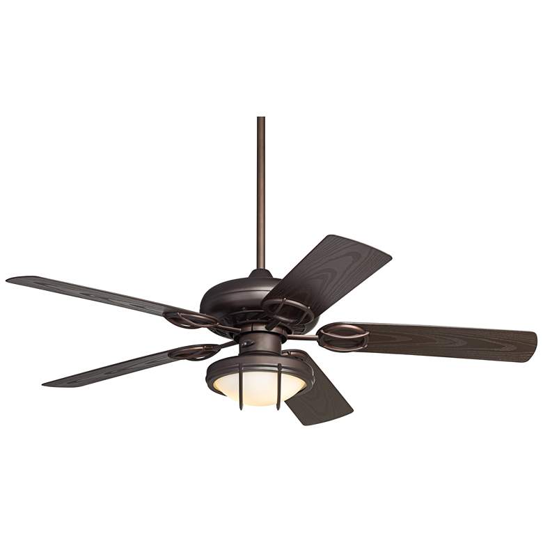 Image 2 52" Casa Vieja Orb Bronze and White Glass LED Pull Chain Ceiling Fan
