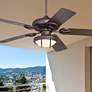 52" Casa Vieja Orb Bronze and White Glass LED Pull Chain Ceiling Fan