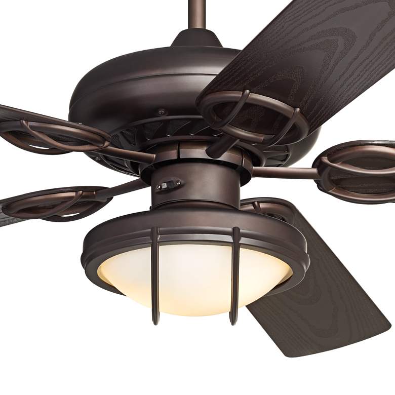 Image 3 52 inch Casa Vieja Orb Bronze and White Glass LED Pull Chain Ceiling Fan more views