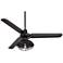 52" Casa Vieja Plaza Matte Black Cage Damp Ceiling Fan with Remote