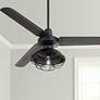 1_52" Casa Vieja Plaza Matte Black Cage Damp Ceiling Fan with Remote
