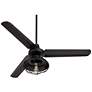 7_52" Casa Vieja Plaza Matte Black Cage Damp Ceiling Fan with Remote more views