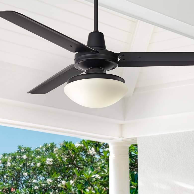 Image 1 52 inch Casa Vieja Plaza Matte Black LED Light Ceiling Fan with Remote