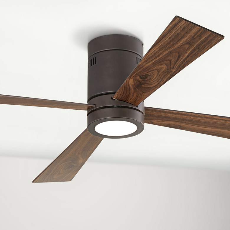 Image 1 52 inch Casa Vieja Revue Bronze Modern LED Hugger Ceiling Fan with Remote
