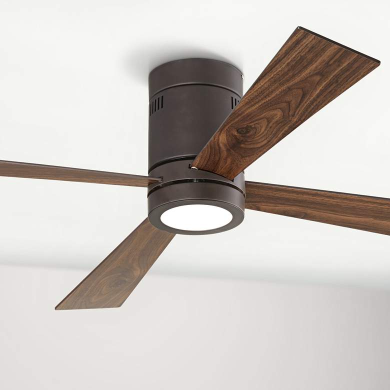 Image 1 52" Casa Vieja Revue Bronze Modern LED Hugger Ceiling Fan with Remote