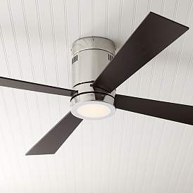 Image1 of 52" Casa Vieja Revue Brushed Nickel LED Hugger Ceiling Fan with Remote