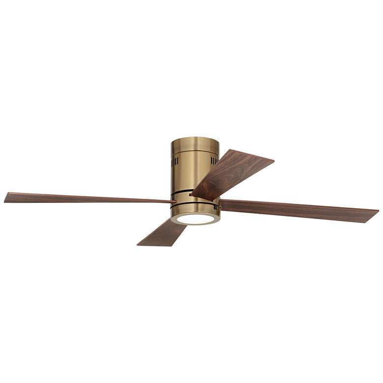 Image 2 52 inch Casa Vieja Revue Soft Brass LED Hugger Ceiling Fan with Remote